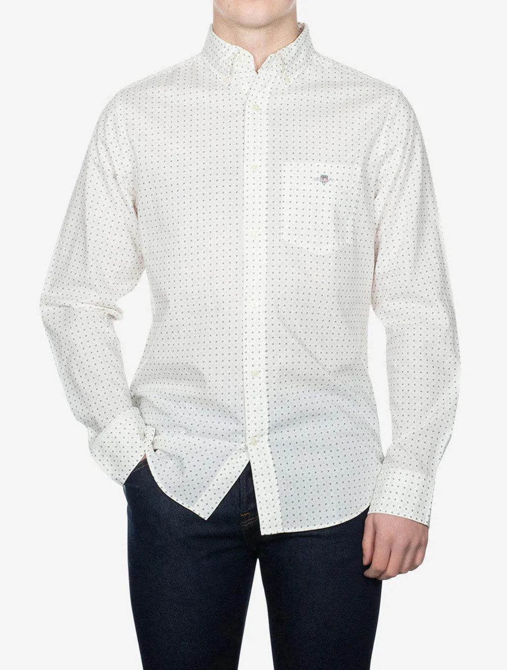 Regular Micro Print Shirt Eggshell