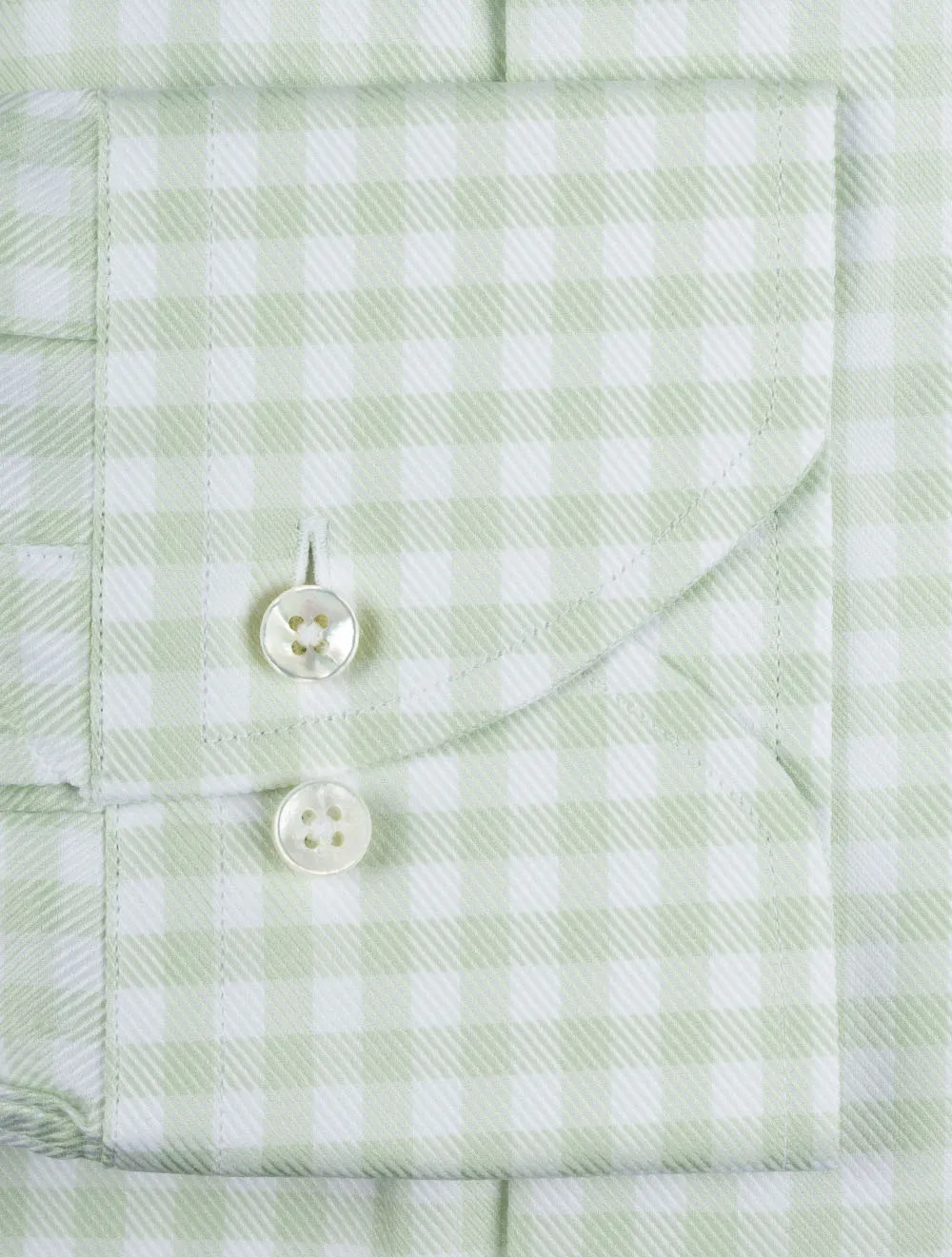 Sage Check Cotton Slimline Shirt