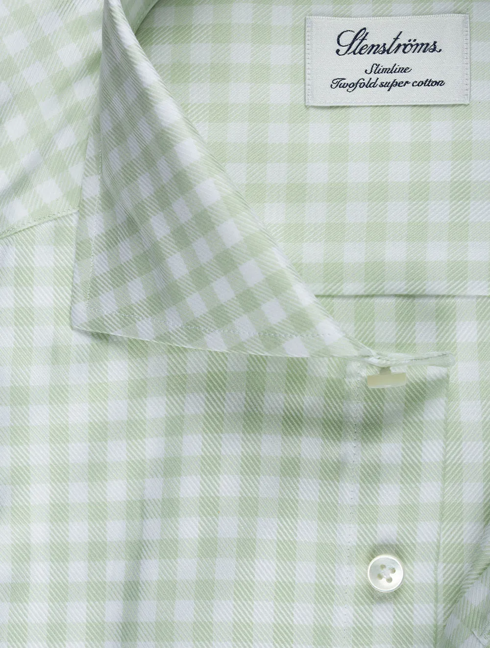 Sage Check Cotton Slimline Shirt