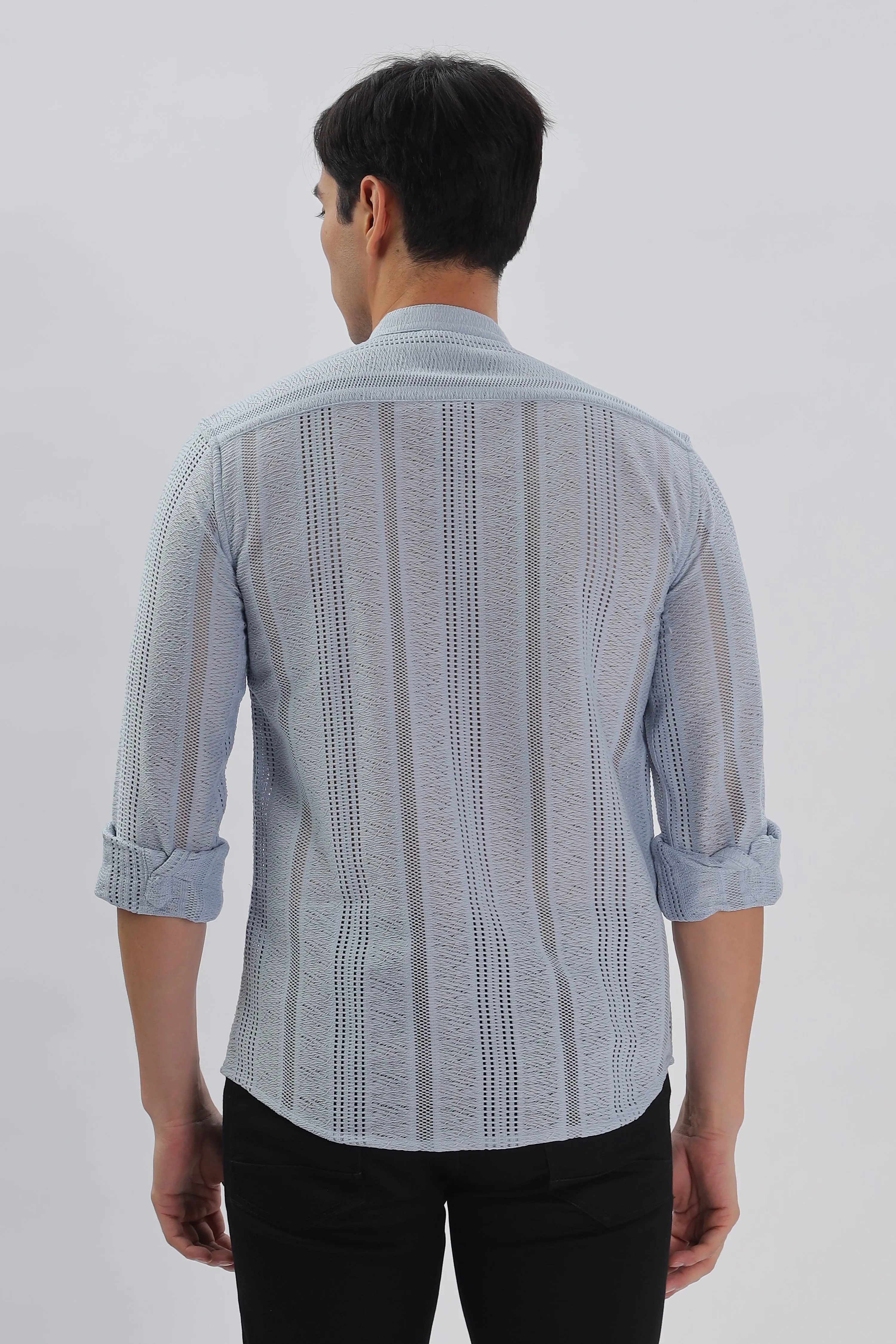 Sky Blue Jacquard Knit Shirt