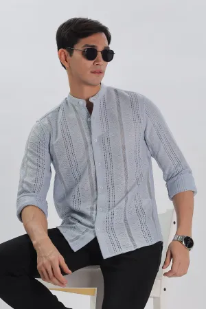 Sky Blue Jacquard Knit Shirt