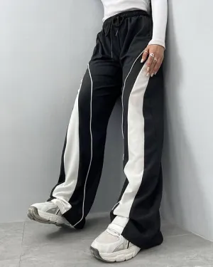 Stylish Y2K Retro baggy Straight Fit Wide leg Striped Contrast Tack Pant For men Women Fashion