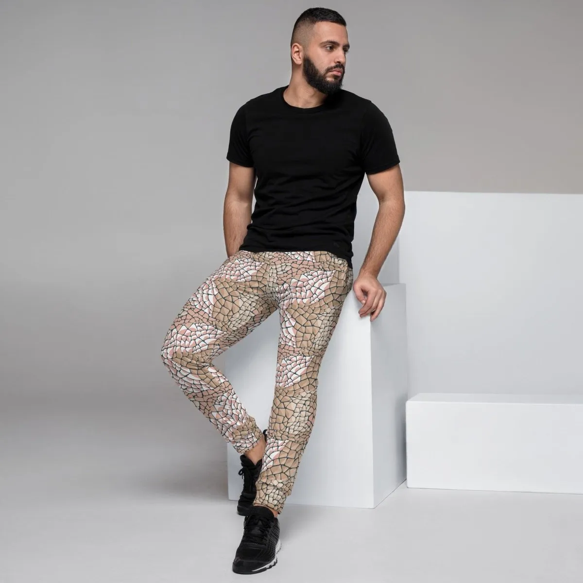 Tan Animal Print Men's Street Joggers