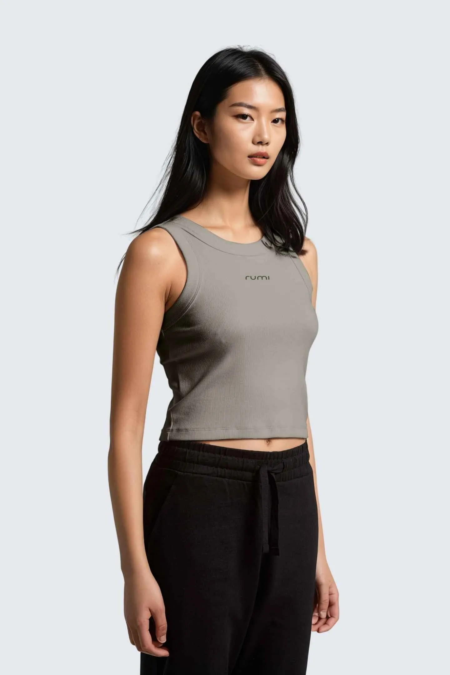 W MoonRib Cropped Tank - Stone