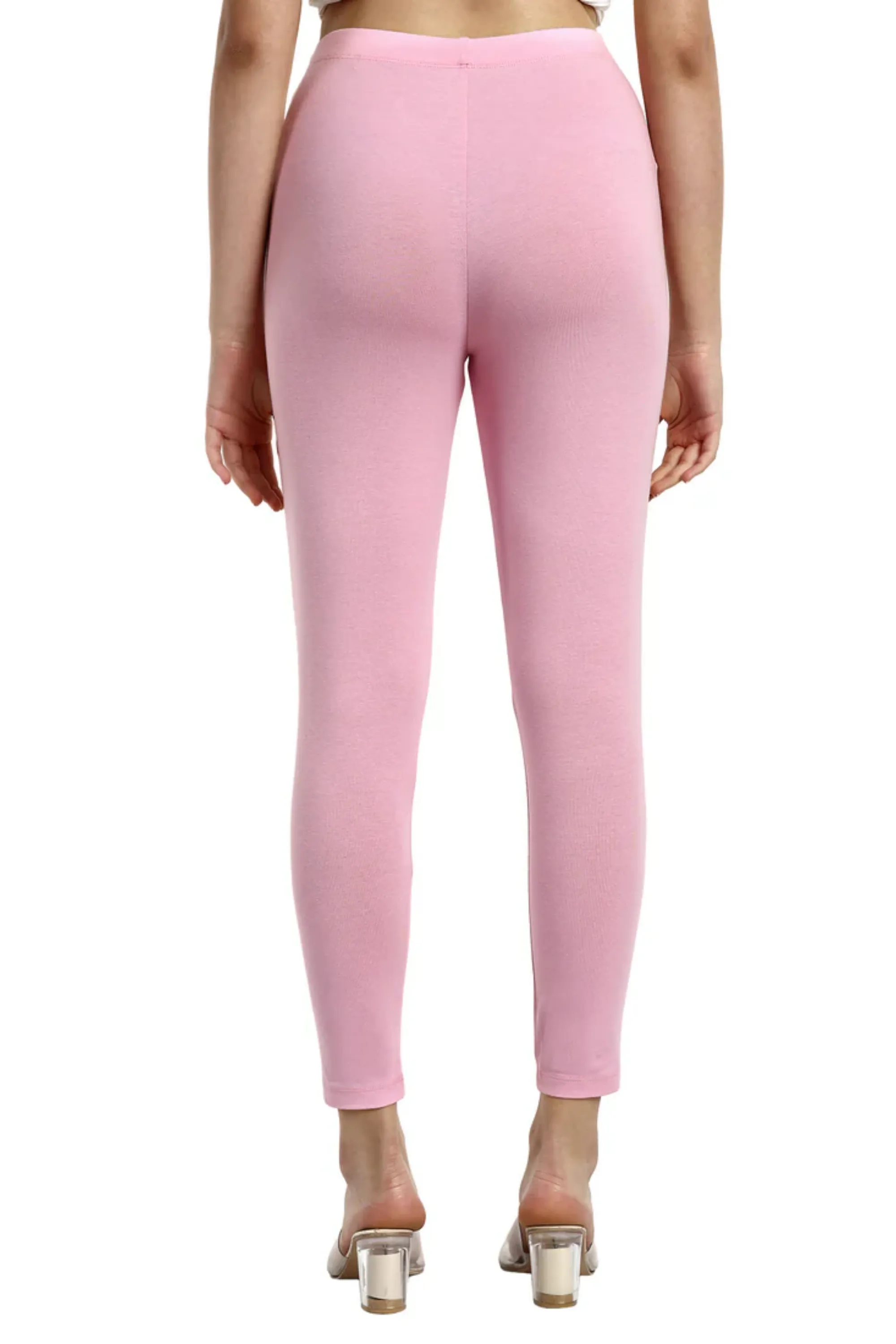 Women Baby Pink Ankle Length Legging