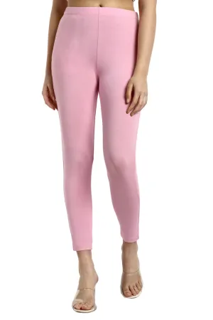 Women Baby Pink Ankle Length Legging