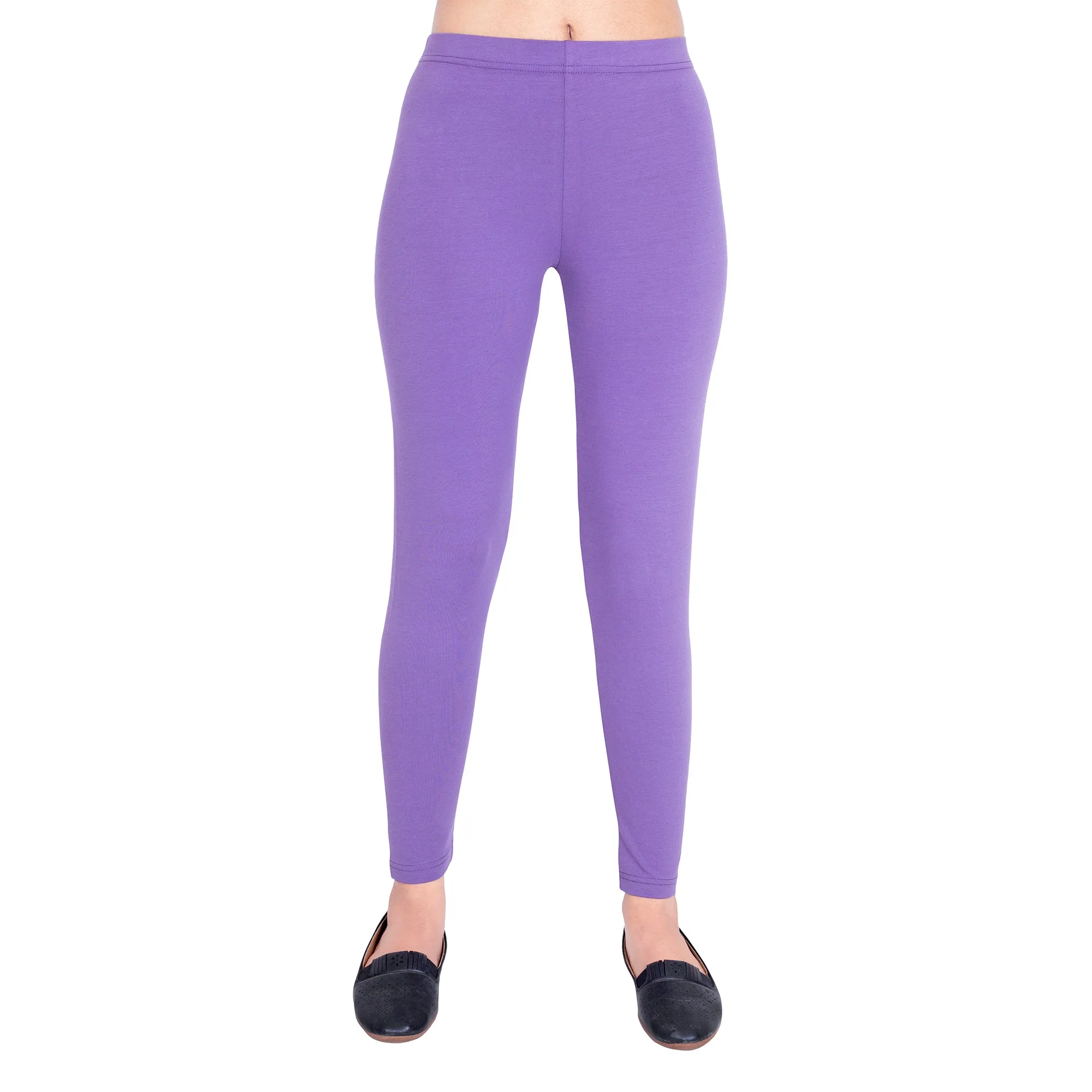 Women Dark Voilet Breathable Long Length Legging