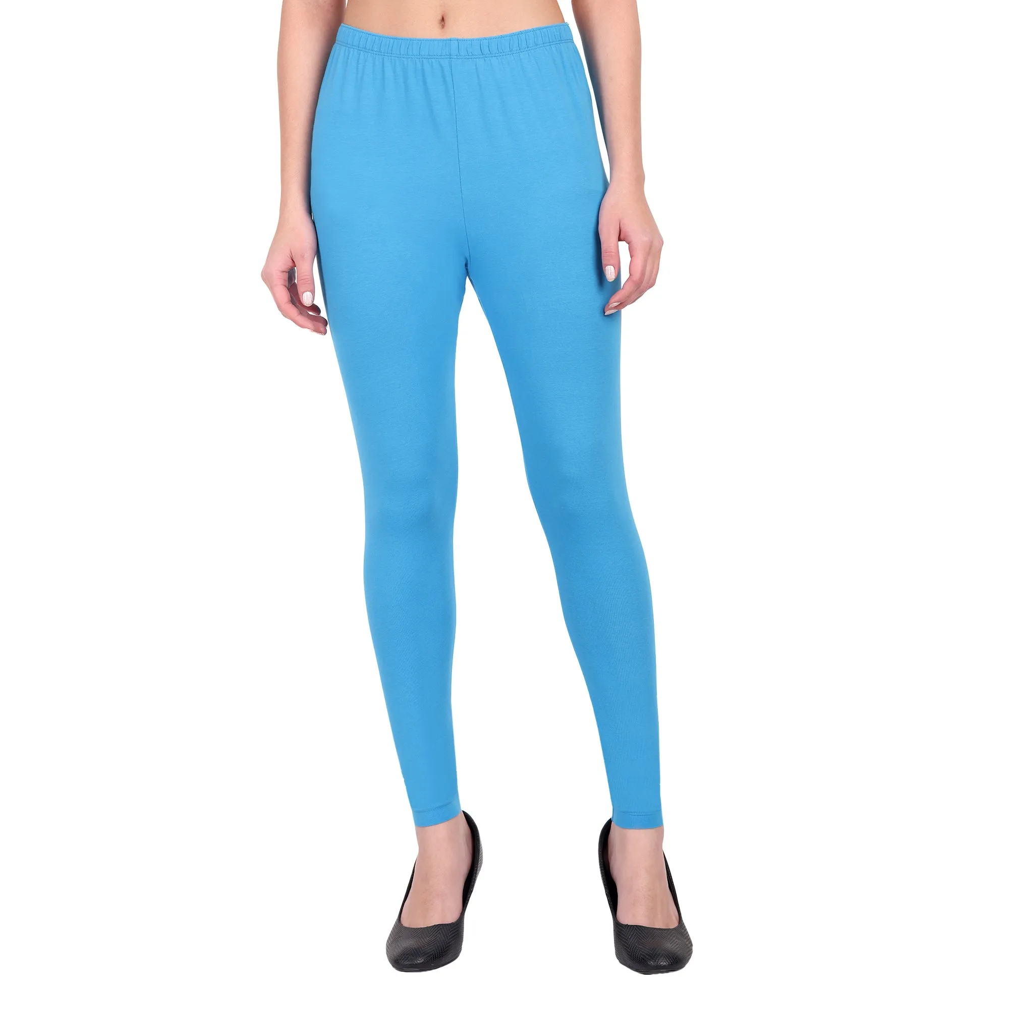 Women French Blue Breathable Long Length Legging