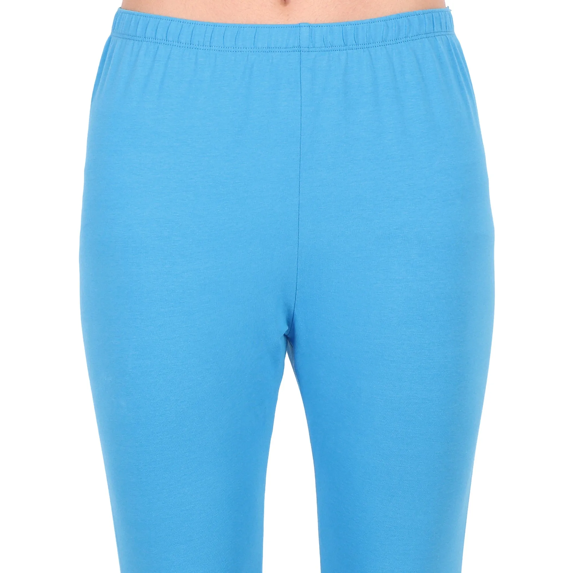 Women French Blue Breathable Long Length Legging