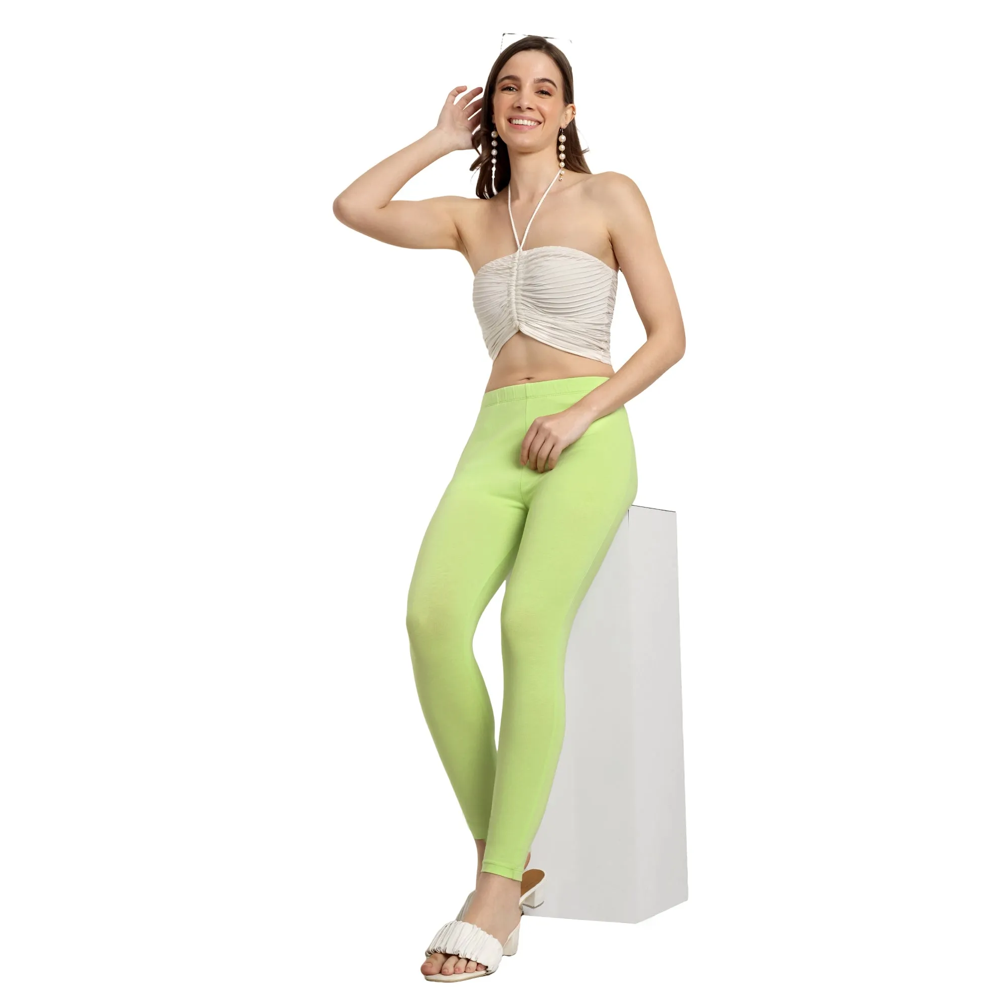 Women Light Green Ankle Length Legging