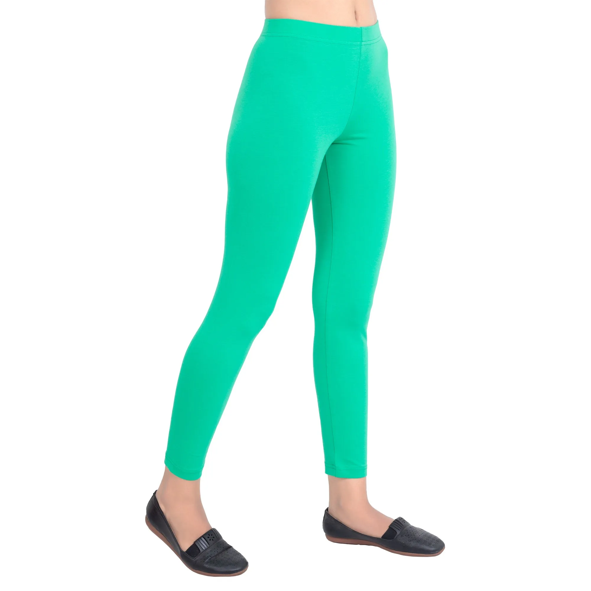 Women Spot Green Ankle Length Legging