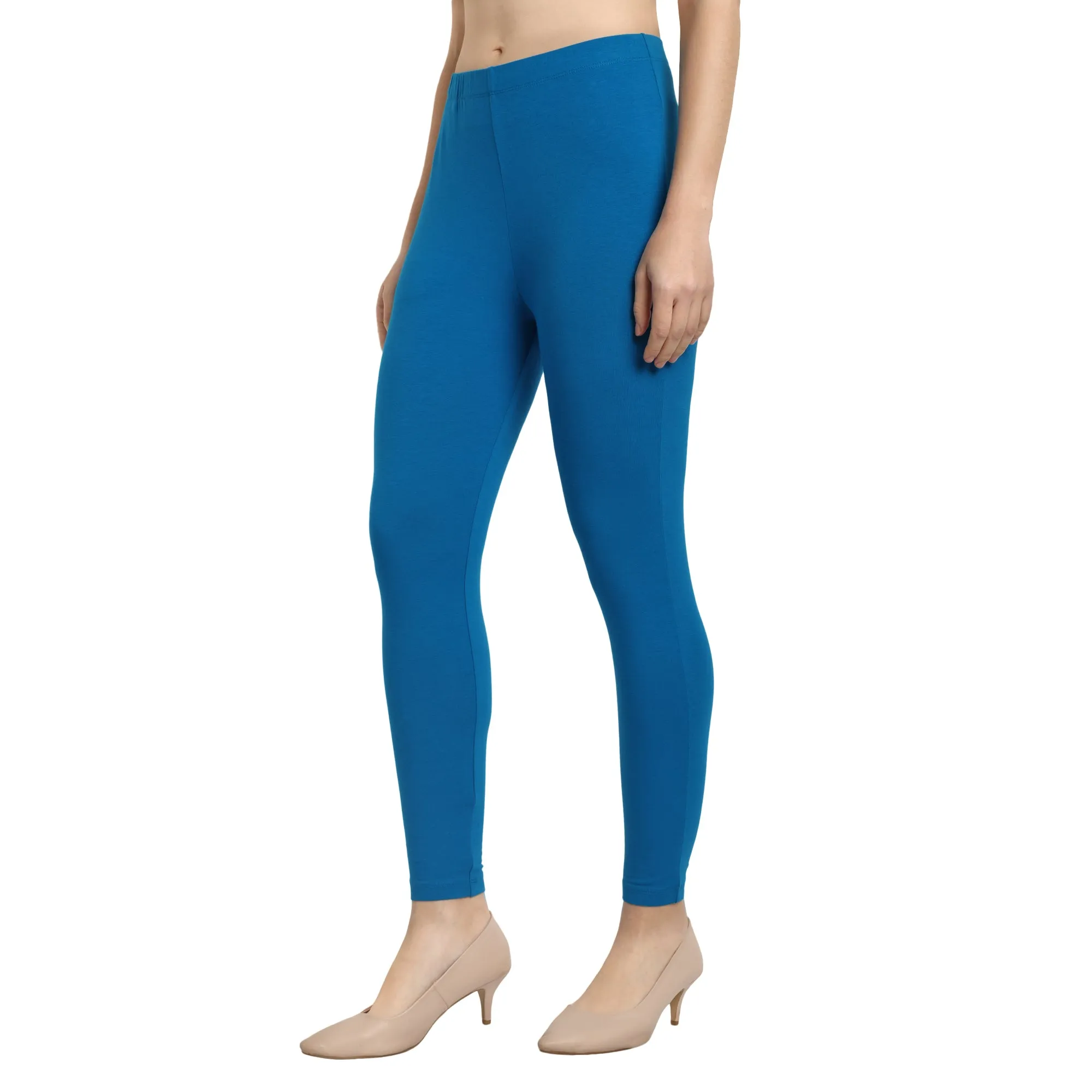 Women Turquoise Blue Ankle Length Legging